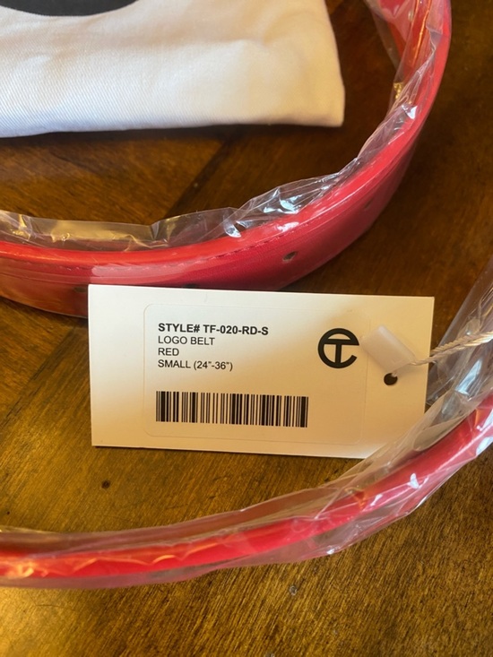 Telfar Red Leather Logo Belt with Silver Buckle ? main image 4